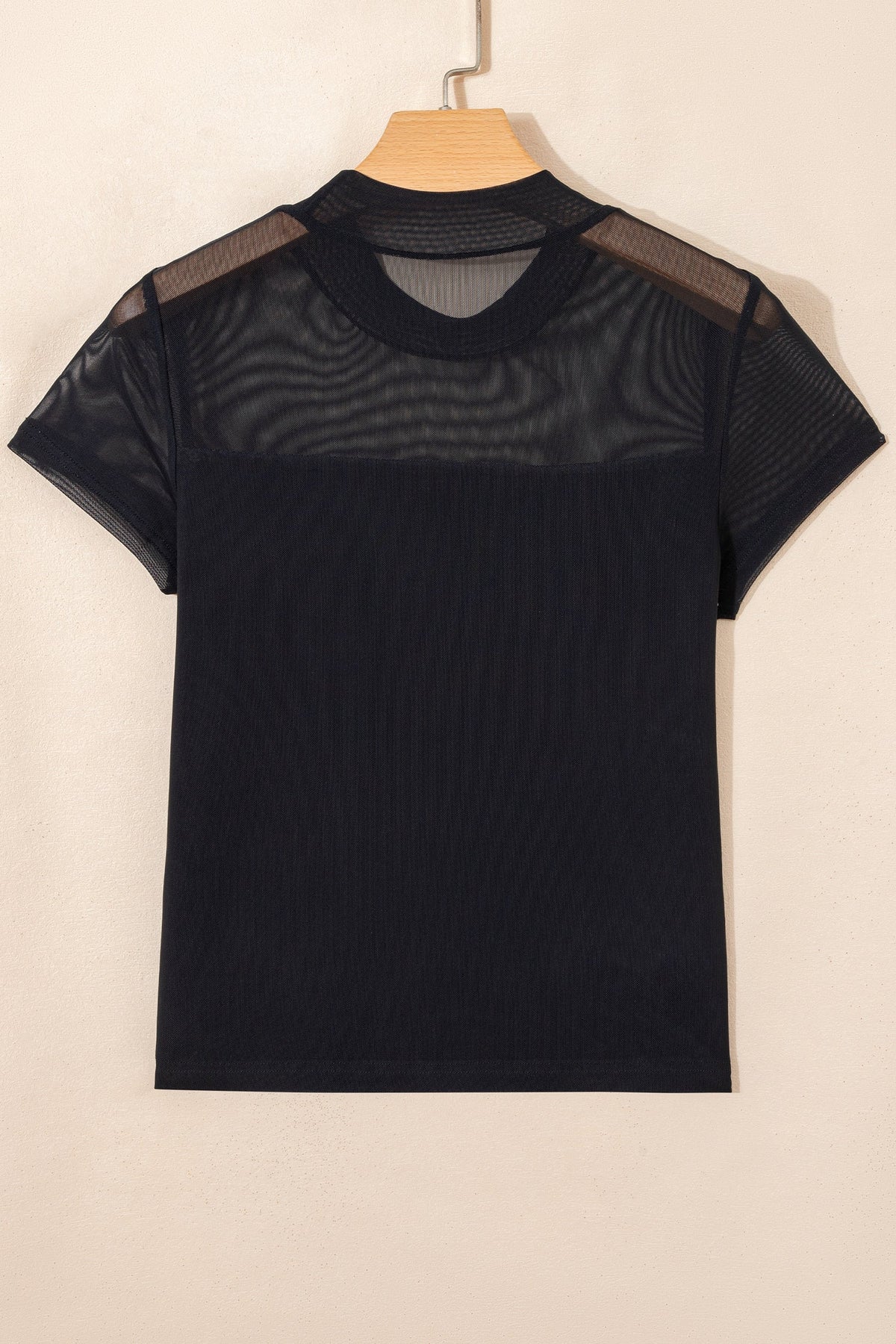 Black Sheer Mesh Patchwork Cap Sleeve T Shirt - Pretty Petty Co