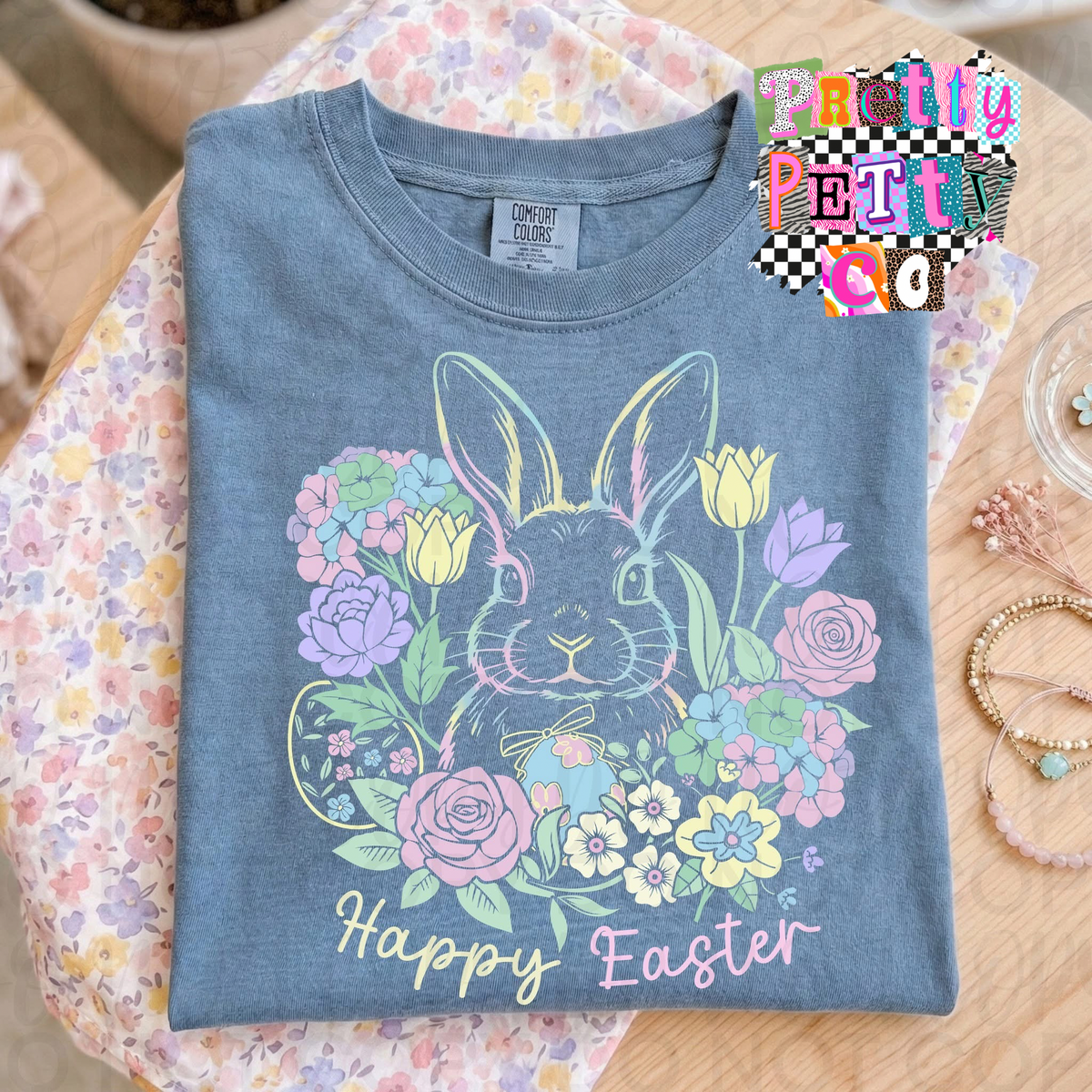 Happy Easter Shirt – Cute Bunny Graphic Tee - Pretty Petty Co