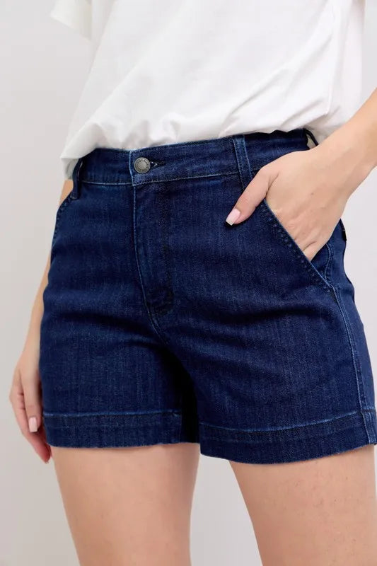 Judy Blue Full Size High Waist Denim Shorts Plus Size - Pretty Petty Co