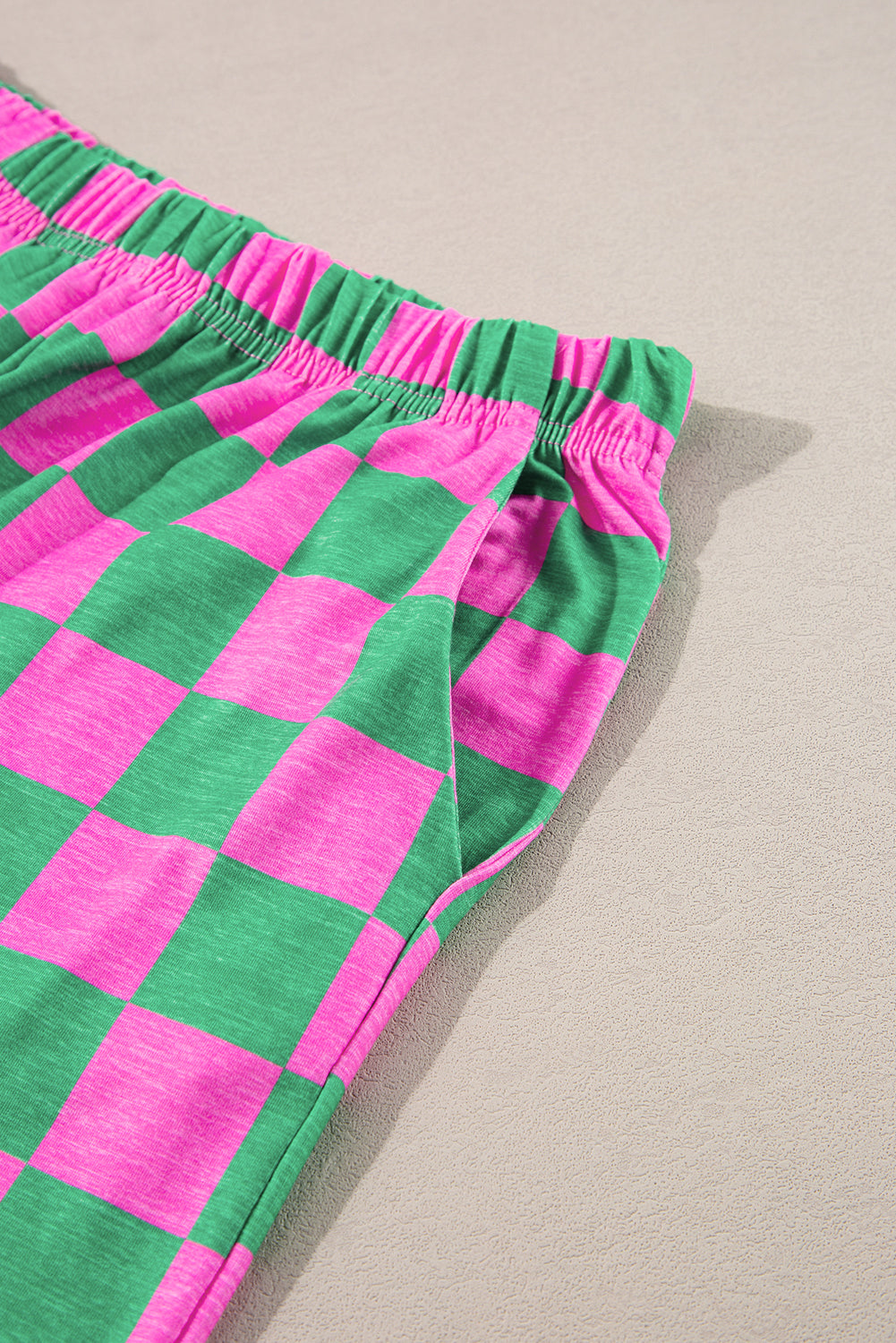 Green Checkered Print High Waist Wide Leg Pants - Pretty Petty Co