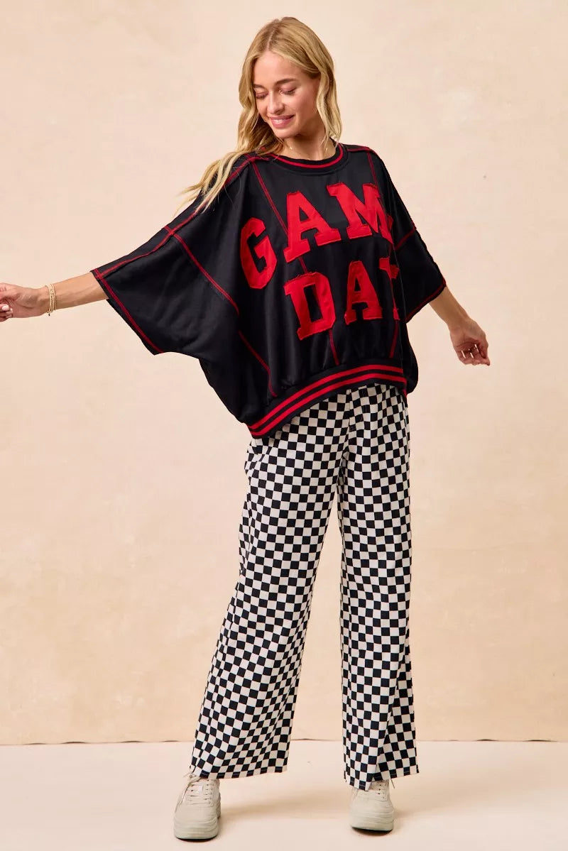 BiBi Gameday Theme Checkered Printed Pants - Pretty Petty Co
