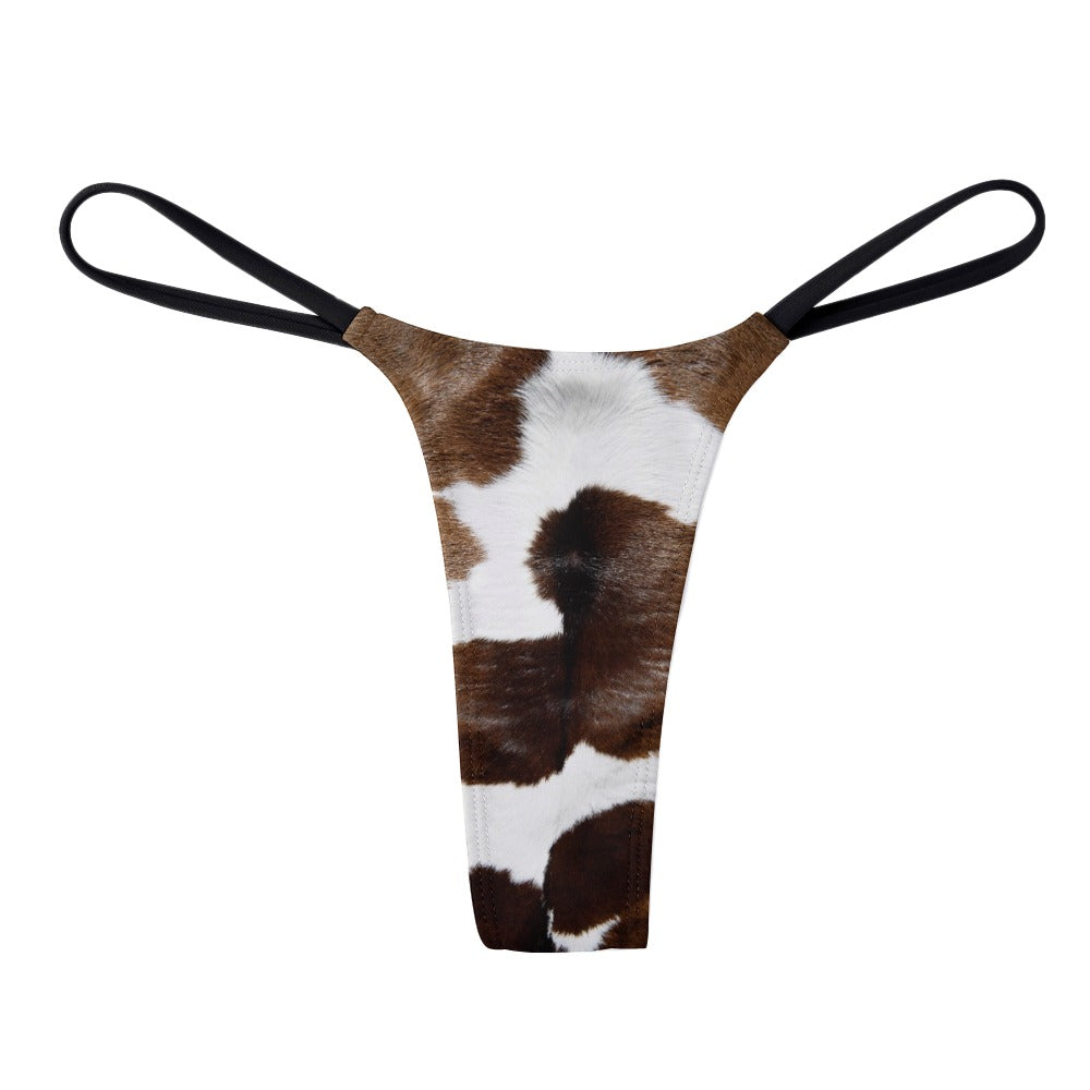 Cow Print Yoga Thong - Pretty Petty Co