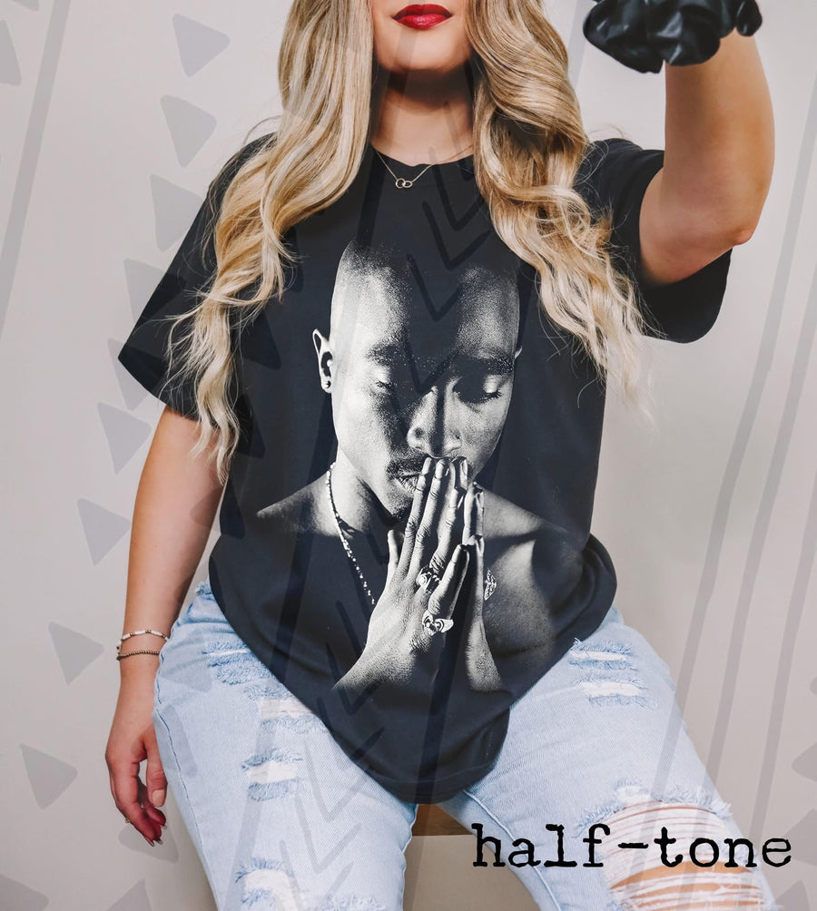 Legendary Rap Icon Graphic Tee, Retro Hip Hop Halftone Shirt, Youth and Adult Sizing, DTF Printed - Pretty Petty Co