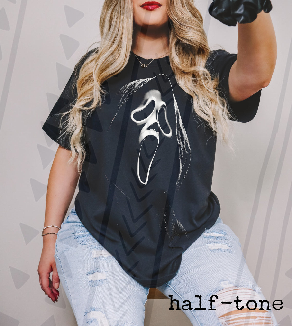 Halftone Horror Mask Graphic Tee | Slasher Vibes | Youth & Adult Sizes - Pretty Petty Co