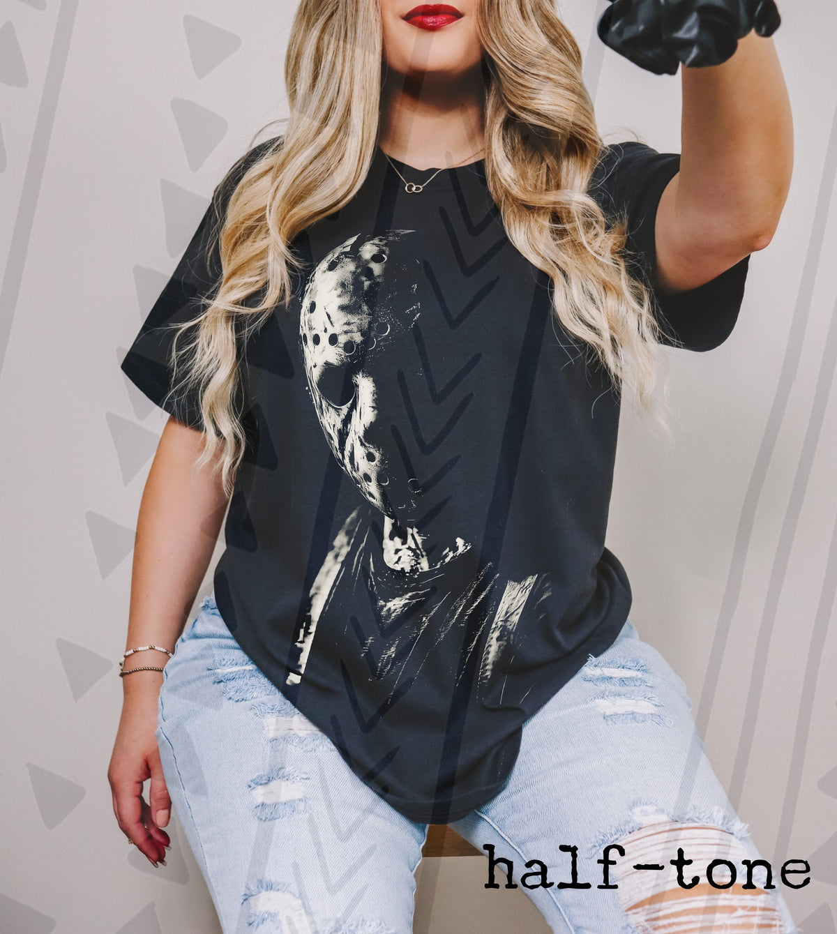 Halftone Horror Icon Graphic Tee | Masked Slasher Vibes | Youth & Adult Sizes - Pretty Petty Co