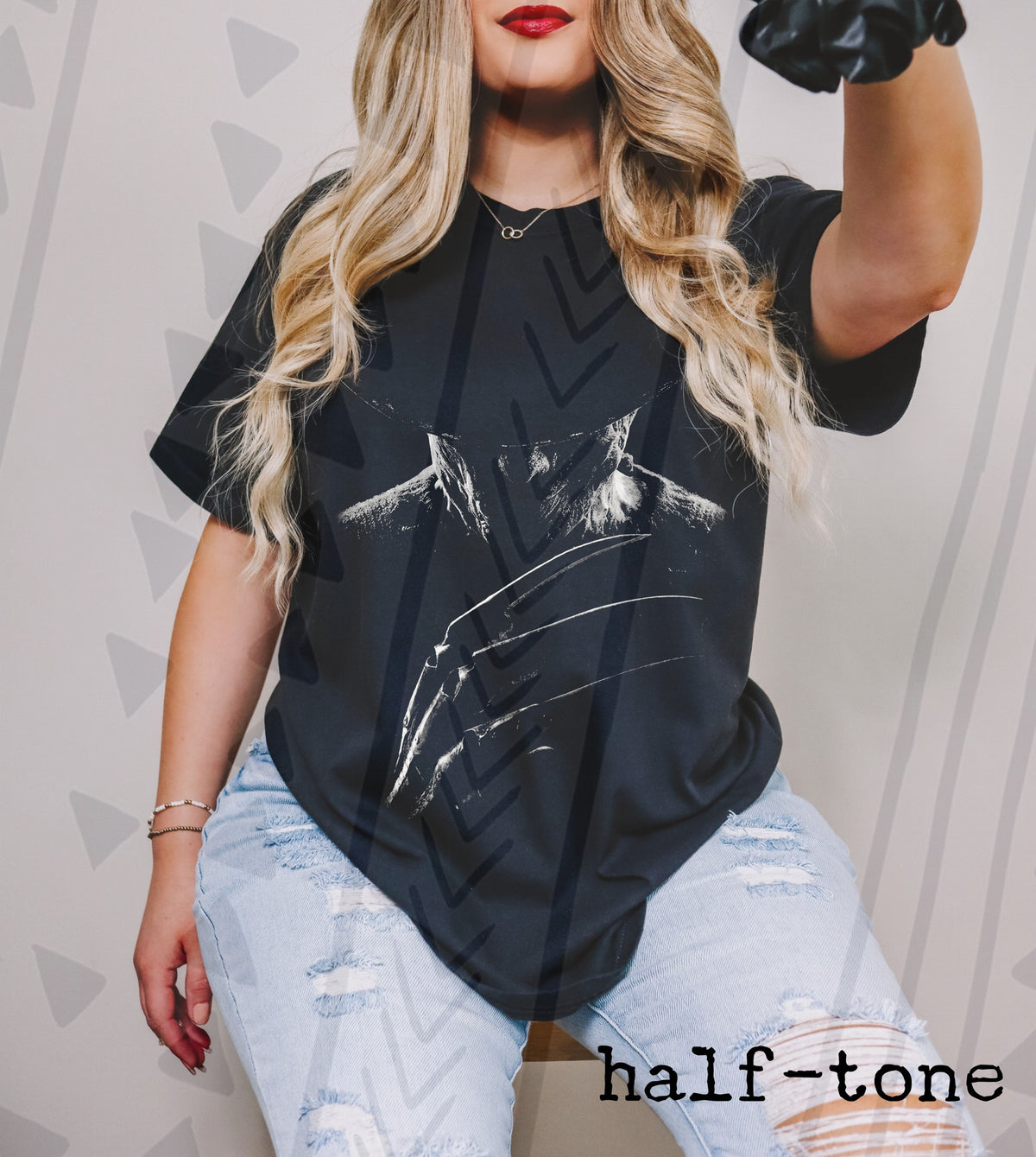 Halftone Horror Glove Graphic Tee | Slasher Vibes | Youth & Adult Sizes - Pretty Petty Co