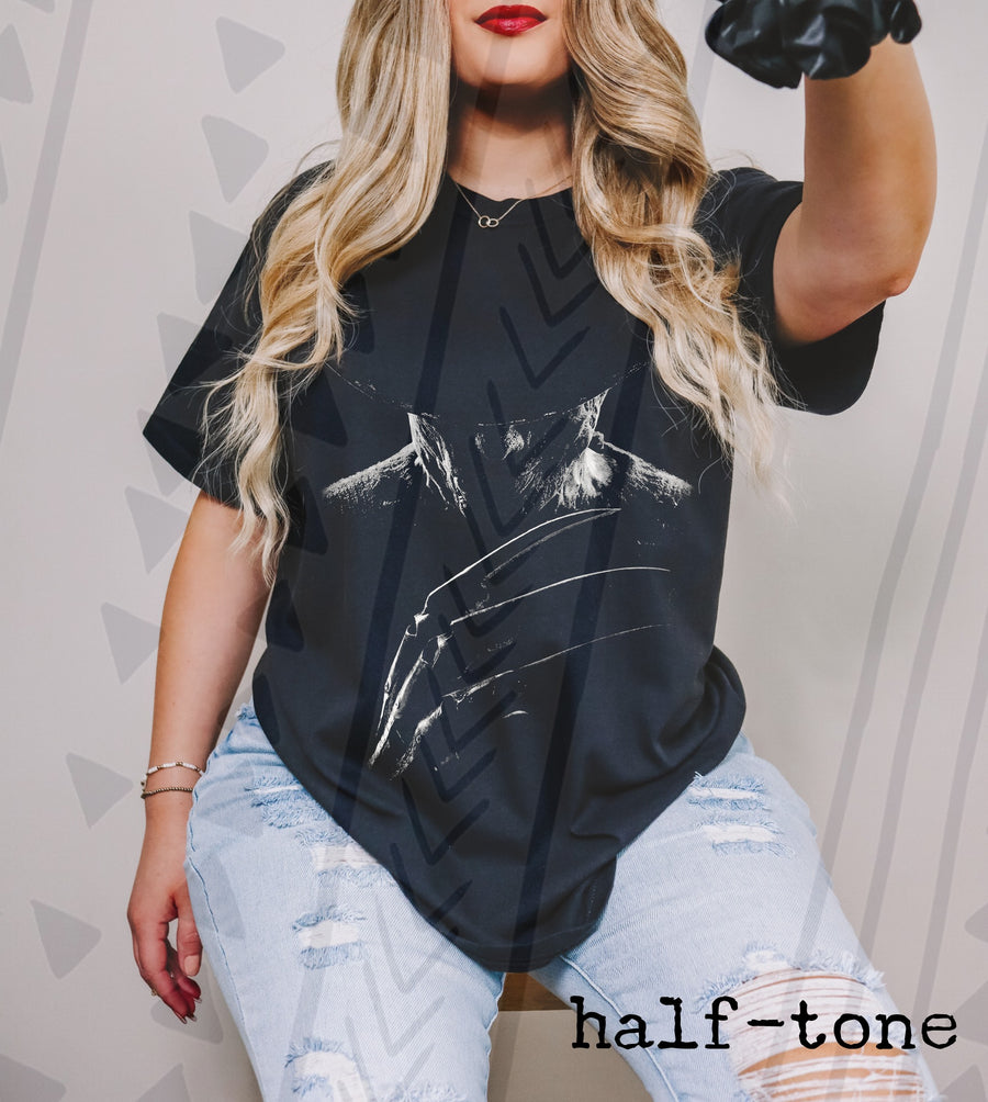 Halftone Horror Glove Graphic Tee | Slasher Vibes | Youth & Adult Sizes - Pretty Petty Co