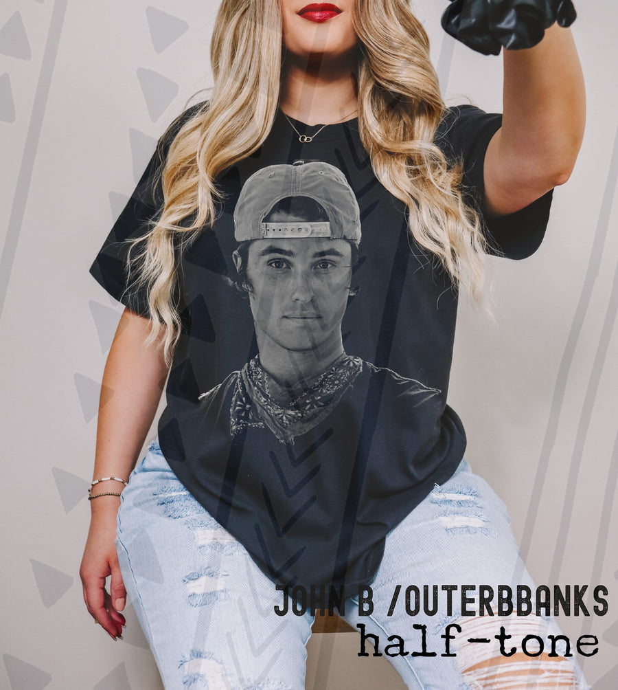 John B Halftone Graphic Tee | Brooding Surfer Teen Character | Youth & Adult Sizes - Pretty Petty Co