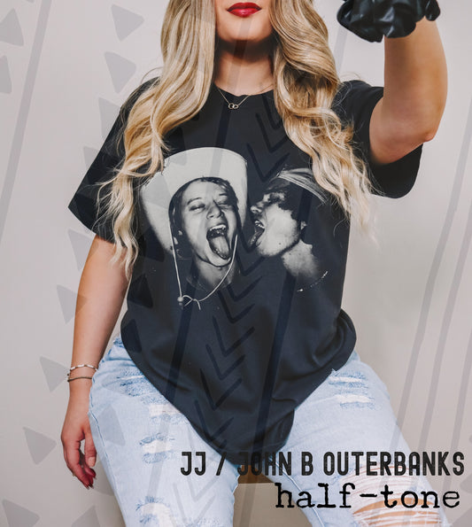 John B & JJ Halftone Graphic Tee | Brooding Teen Surfer Characters | Youth & Adult Sizes