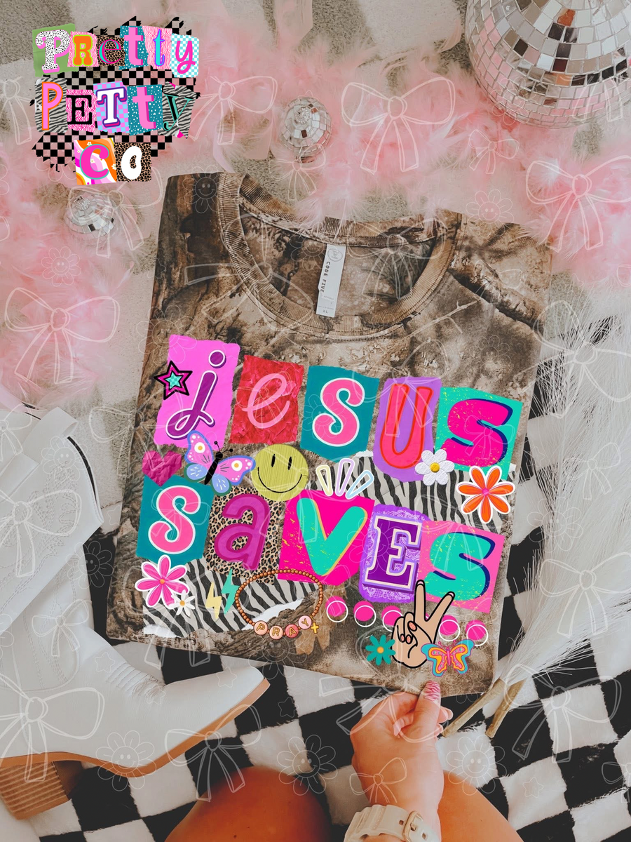 Jesus Saves Comfort Colors Shirt – Christian Inspirational Graphic Tee – Faith Based T-Shirt - Pretty Petty Co