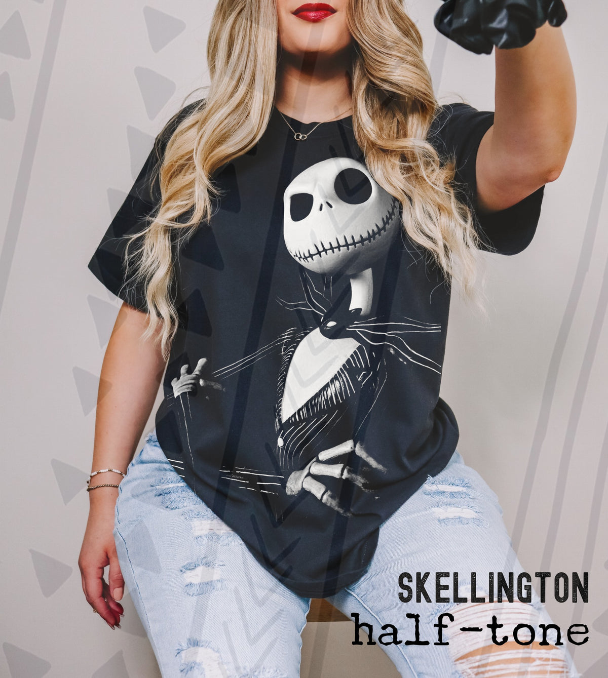 Halftone Spooky Skeleton Character Graphic Tee | Vintage Halloween Inspired Apparel | Youth & Adult Sizes - Pretty Petty Co