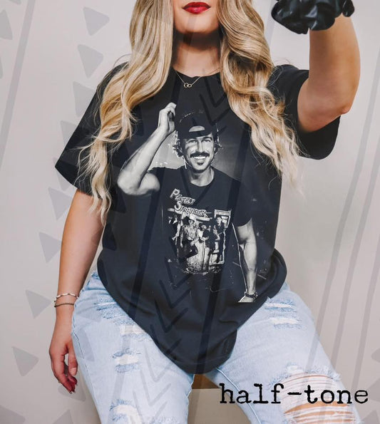 Modern Country Star Graphic Tee, Southern Concert Halftone Shirt, Youth and Adult Sizing, DTF Printed