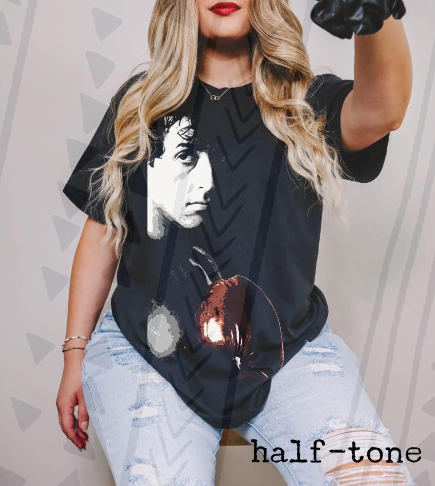 Classic Boxing Movie Graphic Tee, Retro Film Halftone Shirt, Youth and Adult Sizing, DTF Printed - Pretty Petty Co