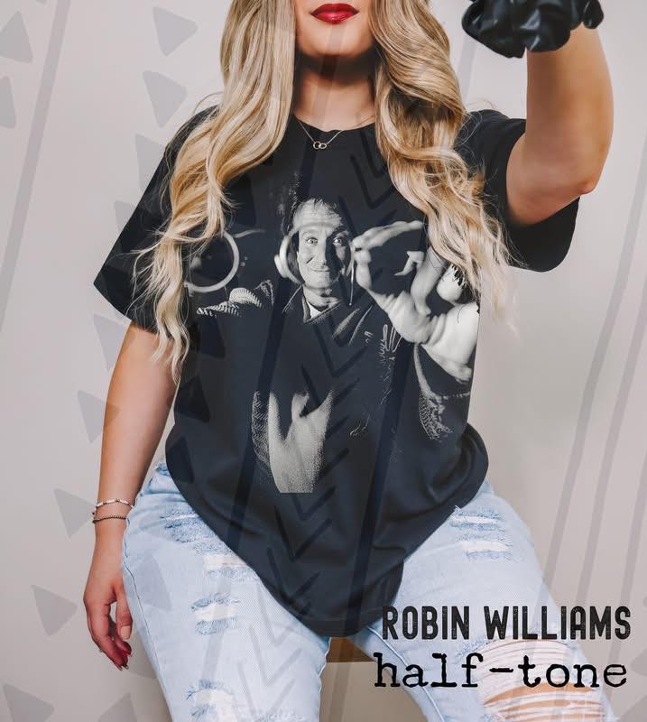 Robin Williams Graphic Tee, Vintage Actor Tribute Shirt, Retro Comedy Icon Shirt, Youth and Adult Sizing, DTF Printed Unisex Graphic Tee - Pretty Petty Co