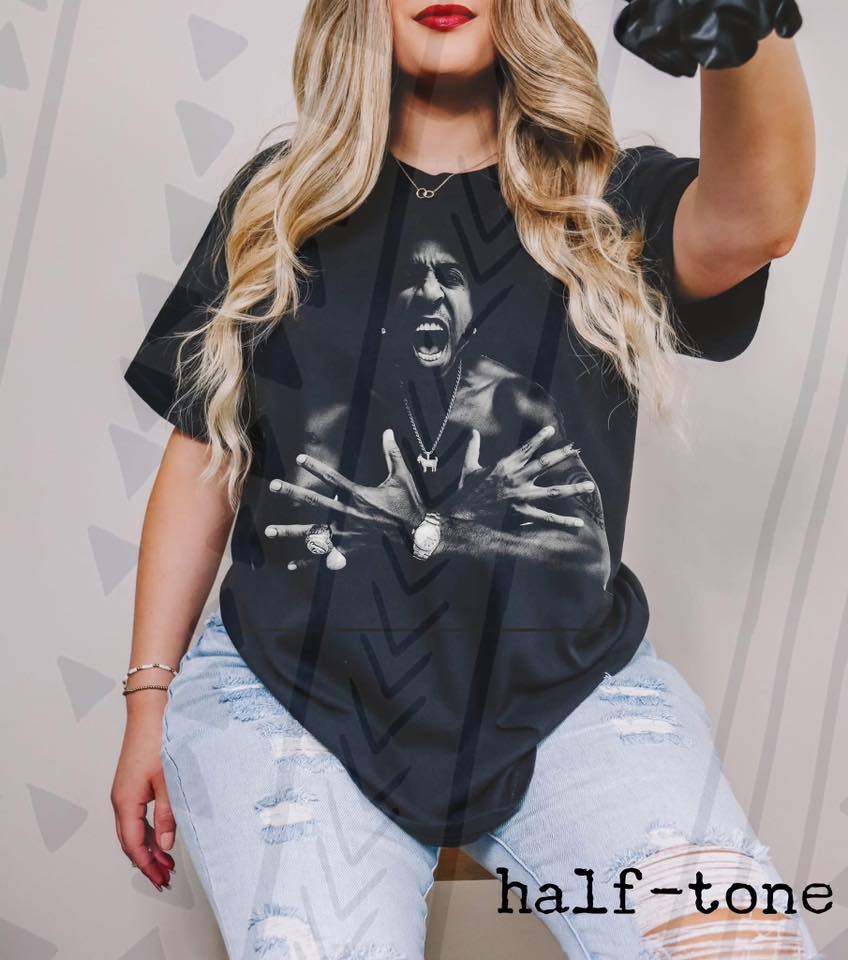 90s Hip Hop Icon Graphic Tee, Retro Rap Halftone Shirt, Youth and Adult Sizing, DTF Printed - Pretty Petty Co