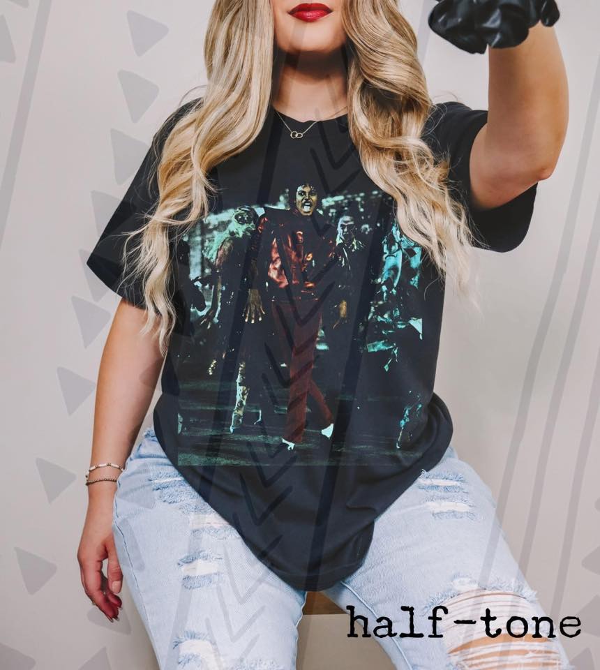 MJ Pop Music Icon Graphic Tee, Retro Concert Halftone Shirt, Youth and Adult Sizing, DTF Printed - Pretty Petty Co