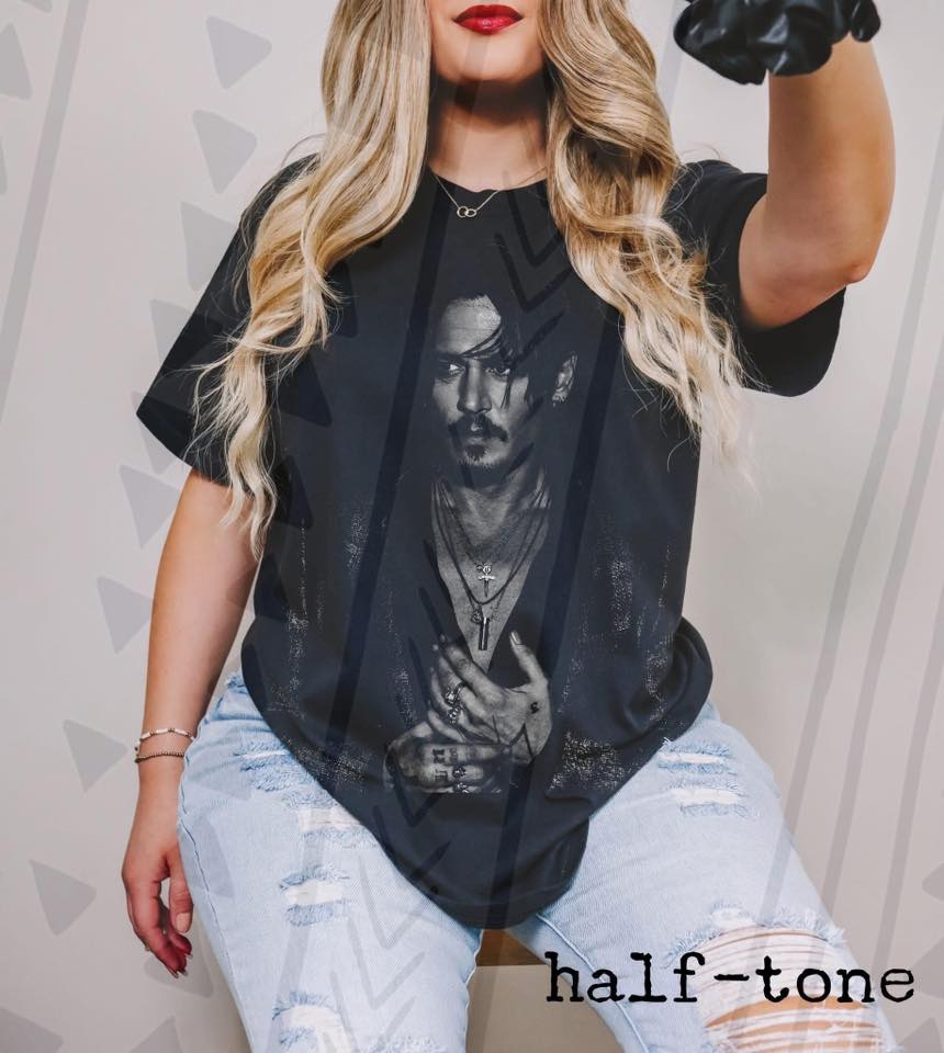 Vintage Movie Icon Graphic Tee, Retro Actor Halftone Shirt, Classic Film Tribute Graphic Tee, Youth and Adult Sizing, DTF Printed - Pretty Petty Co