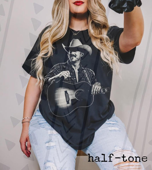 Country Rising Star Graphic Tee, Southern Country Music Halftone Shirt, Retro Country Concert Graphic Tee, Youth and Adult Sizing, DTF Printed