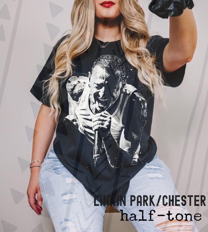 Linkin Park Chester Graphic Tee, Nu Metal Band Shirt, 2000s Rock Halftone Graphic Tee, Youth and Adult Sizing, DTF Printed - Pretty Petty Co