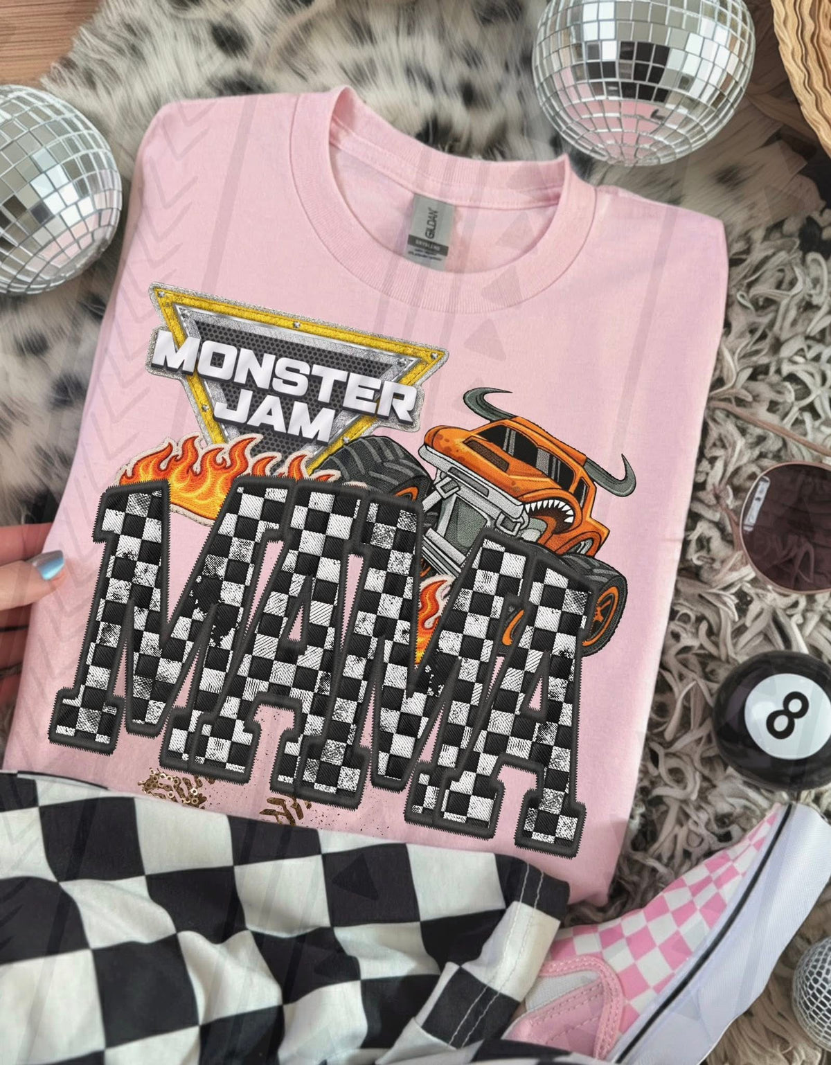 Monster Truck Mama Faux Embroidery Graphic Tee – Racing Mom Shirt – Unisex DTF Print - Pretty Petty Co