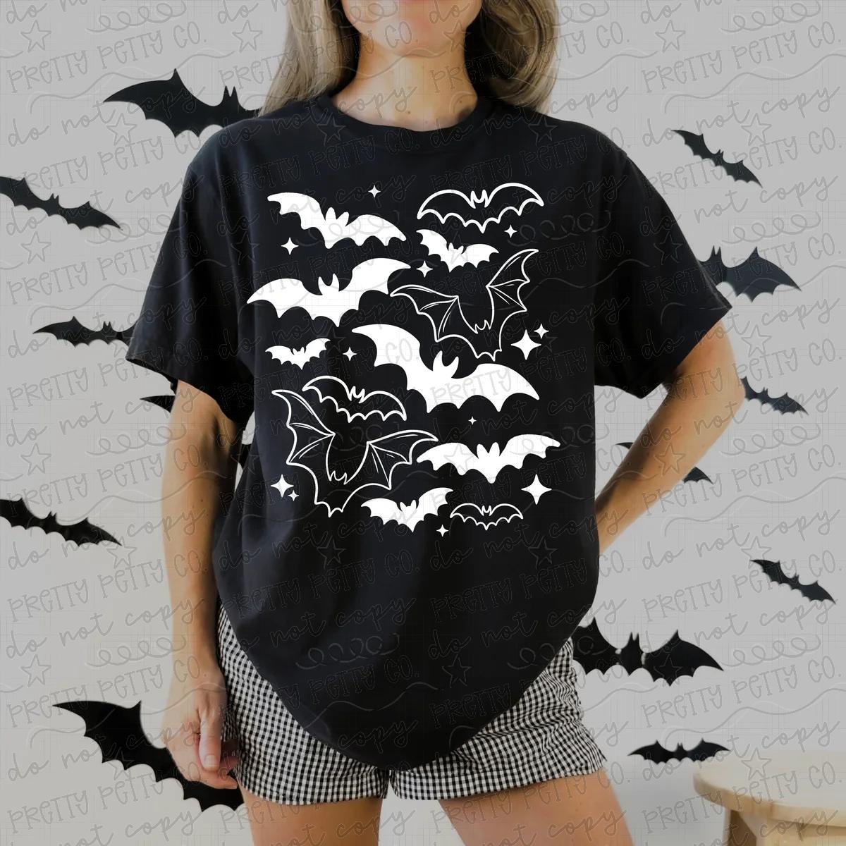 Spooky Bats Halloween Graphic Tee | Trendy Gothic Bat Shirt | Women’s Halloween Tee
