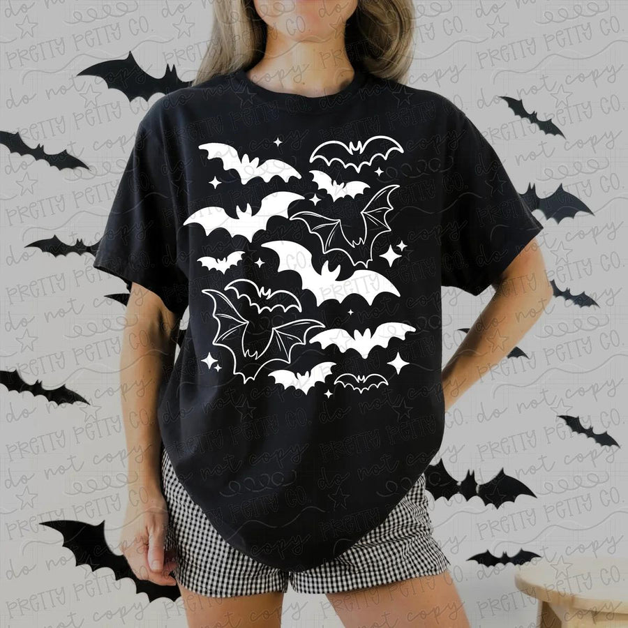 Spooky Bats Halloween Graphic Tee | Trendy Gothic Bat Shirt | Women’s Halloween Tee