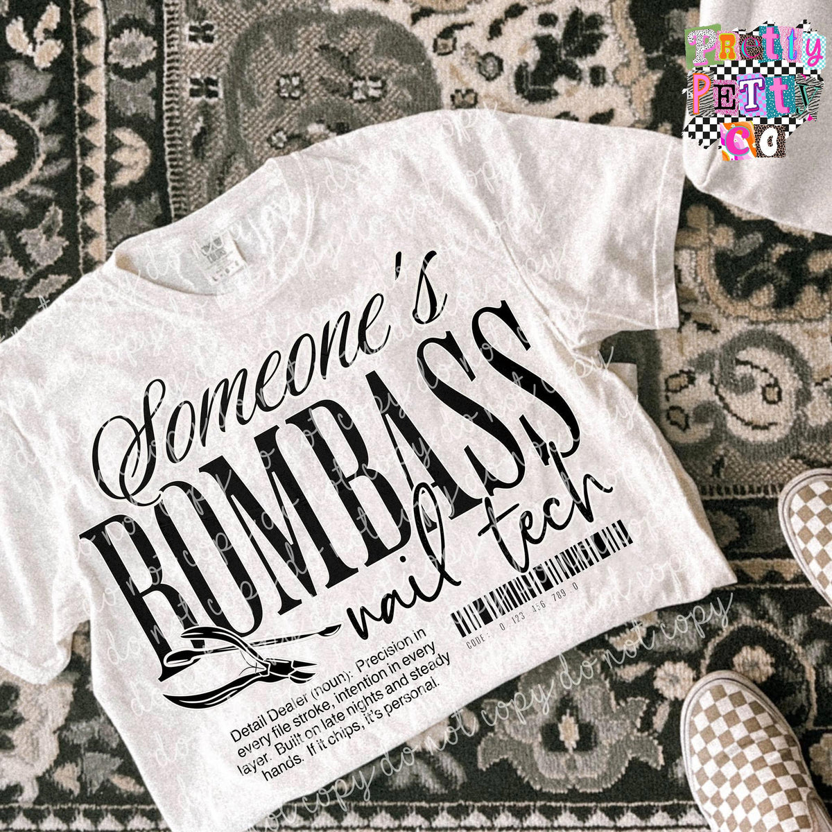 Somebody’s Bombass Nail Tech Shirt – Funny Manicure Graphic Tee – Comfort Colors Unisex T-Shirt – DTF Printed Gift for Nail Technicians - Pretty Petty Co