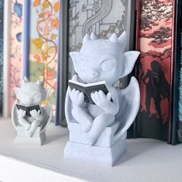 3d Printed Cute Gargoyle Reading a Book Bookshelf Decor - Pretty Petty Co