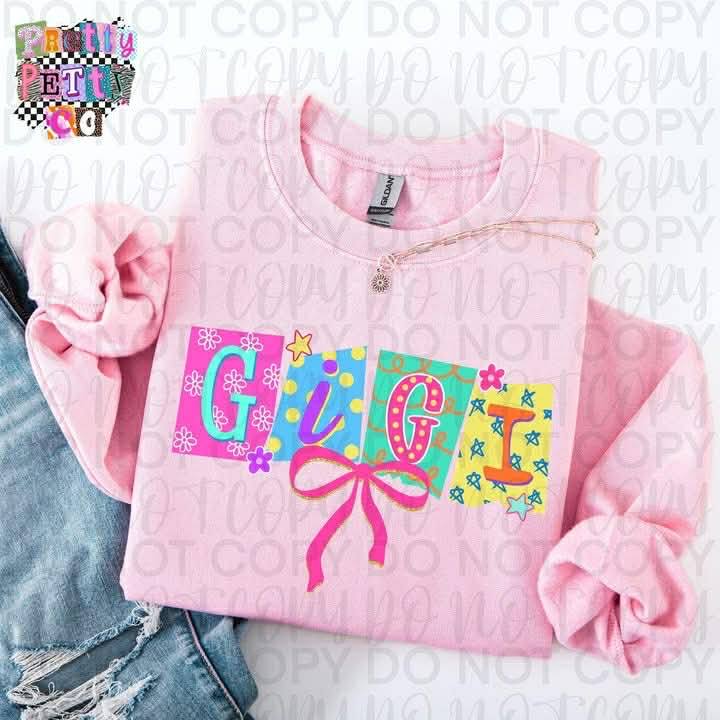 Gigi: Colorful Gigi Shirt – Bright Retro Gigi Graphic Tee, Cute Grandma T-Shirt, Trendy Gigi Gift for Her - Pretty Petty Co