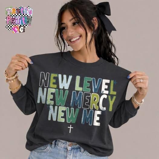 New Level New Mercy New Me Shirt – Faith Graphic Tee, Christian Inspirational Apparel, Trendy Religious T-Shirt for Women & Moms - Pretty Petty Co