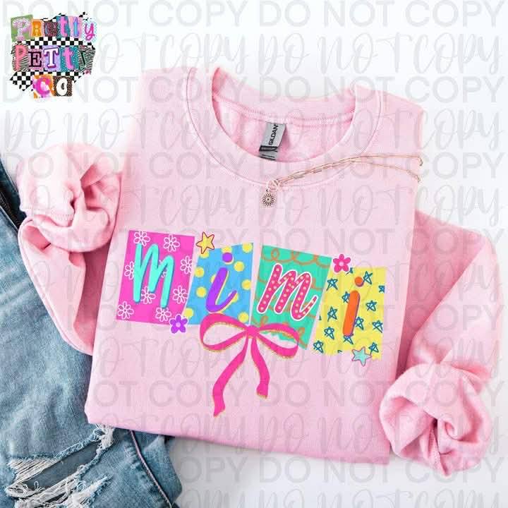 Mimi: Colorful Mimi Shirt – Bright Retro Mimi Graphic Tee, Cute Grandma T-Shirt, Trendy Mimi Gift for Her - Pretty Petty Co