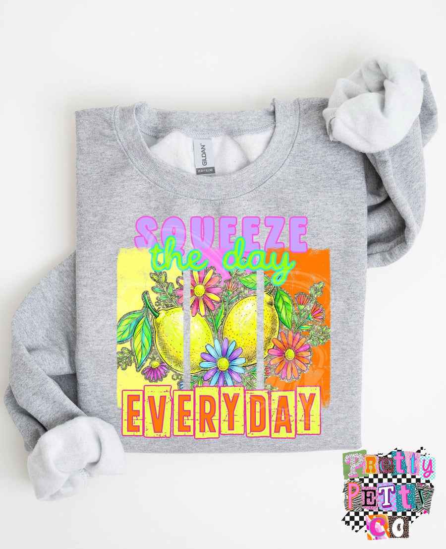 Squeeze the Day Everyday T-Shirt – Summer Vibes Graphic Tee, Fun Citrus-Inspired Shirt, Bright & Playful Boutique Style Top for Women & Teens - Pretty Petty Co