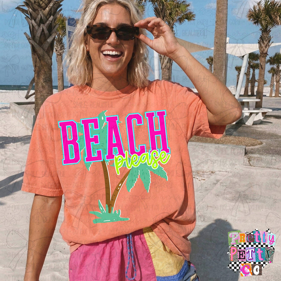 Beach T-Shirt – Summer Vibes Graphic Tee, Tropical & Relaxing Boutique Shirt for Women, Fun Vacation Everyday Top - Pretty Petty Co