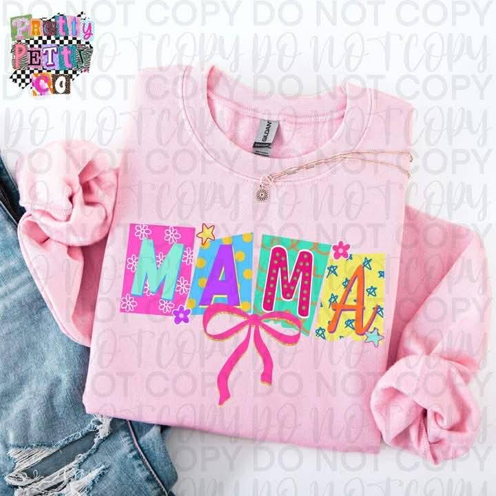 Colorful Mama Shirt – Bright Retro Mama Graphic Tee, Trendy Mom Life T-Shirt, Cute Colorful Typography Mom Tee for Women - Pretty Petty Co