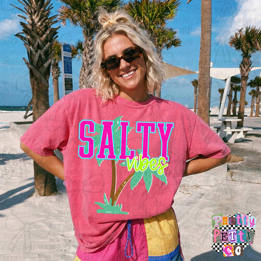 Salty vibes T-Shirt – Funny Sassy Graphic Tee, Beach & Summer Vibes Boutique Shirt for Women, Playful Everyday Top