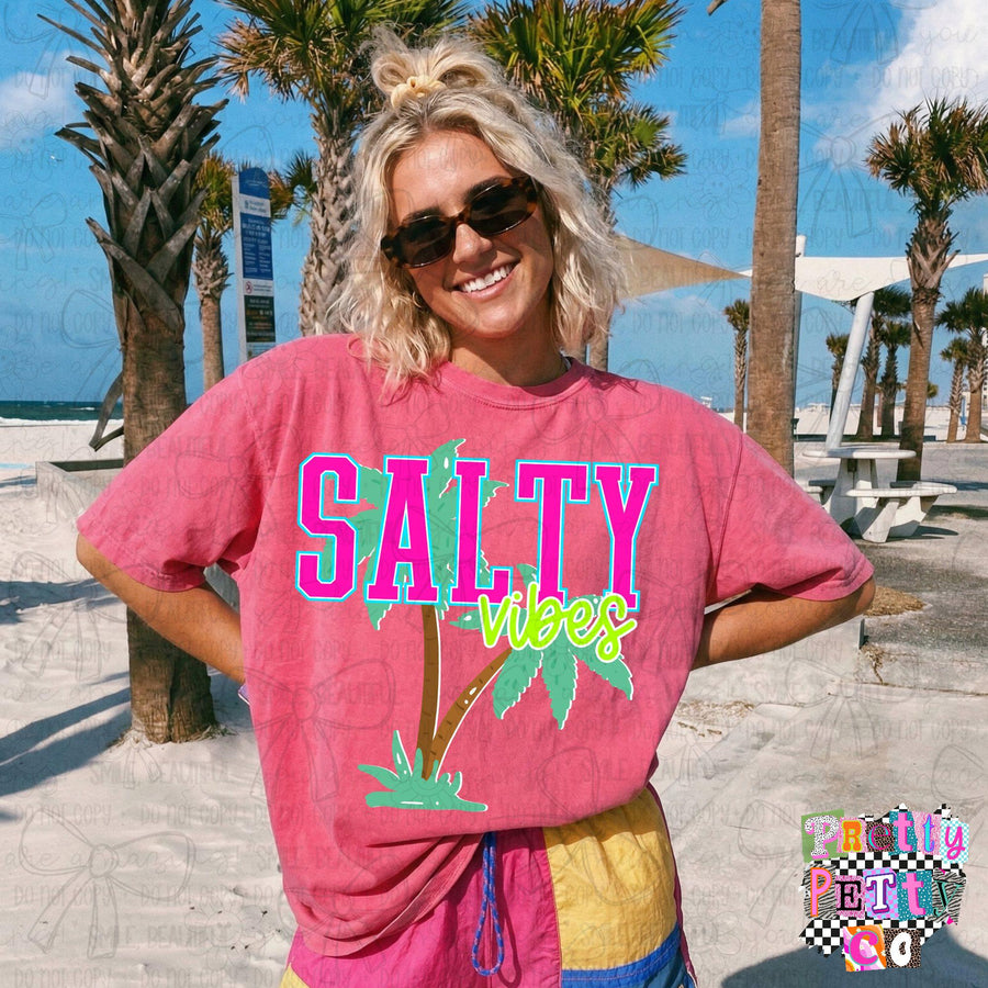 Salty vibes T-Shirt – Funny Sassy Graphic Tee, Beach & Summer Vibes Boutique Shirt for Women, Playful Everyday Top - Pretty Petty Co