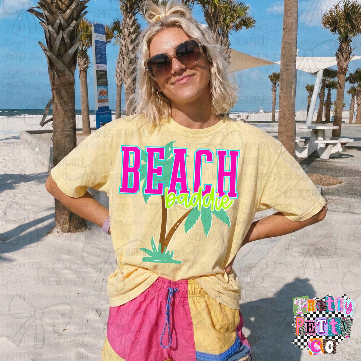 Beach Baddie T-Shirt – Funny Summer Graphic Tee, Cute Vacation Vibes Boutique Shirt for Women, Playful Tropical Everyday Top - Pretty Petty Co