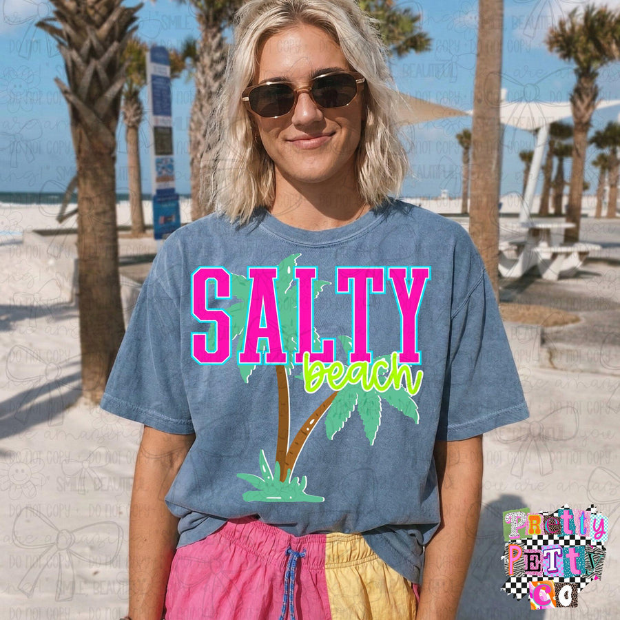 Salty beach T-Shirt – Funny Sassy Graphic Tee, Beach & Summer Vibes Boutique Shirt for Women, Playful Everyday Top - Pretty Petty Co
