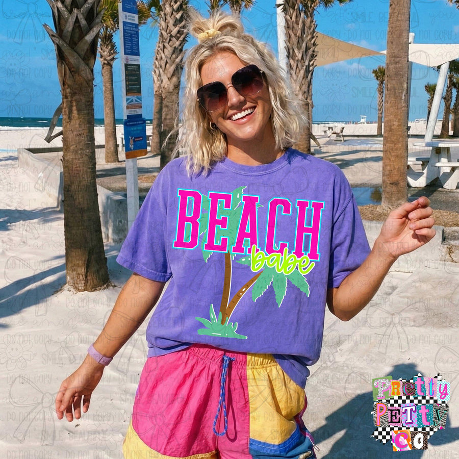 Beach Babe T-Shirt – Funny Sassy Graphic Tee, Beach & Summer Vibes Boutique Shirt for Women, Playful Everyday Top - Pretty Petty Co