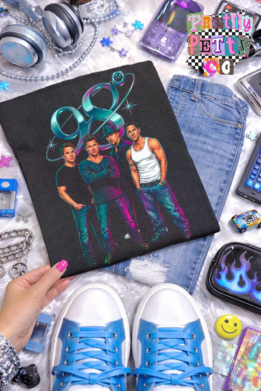 98° Shirt – 90s Boy Band Retro Graphic Tee, Vintage Pop Icon Apparel, Classic 98 Degrees Fan T-Shirt - Pretty Petty Co