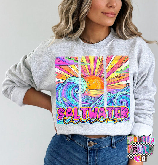Saltwater Therapy T-Shirt – Relaxing Beach Vibes Graphic Tee, Summer Coastal Shirt, Cute Boutique Style Top for Women & Teens