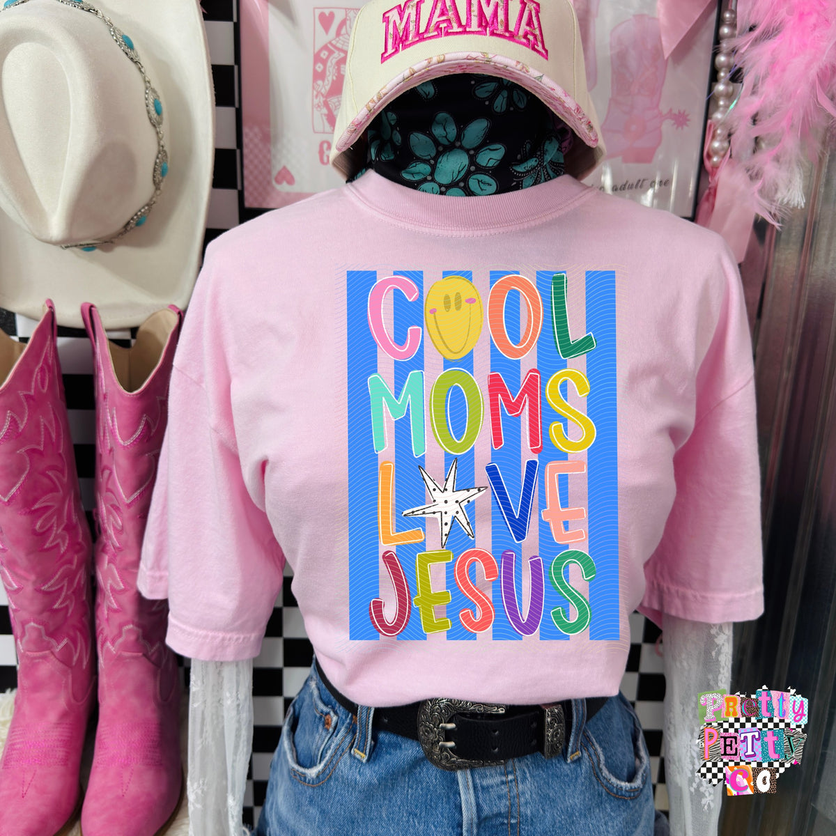 Cool Moms Love Jesus Shirt, Christian Mom Tee, Faith Based Graphic Tee, Trendy Church Shirt, Mama Religious Apparel - Pretty Petty Co