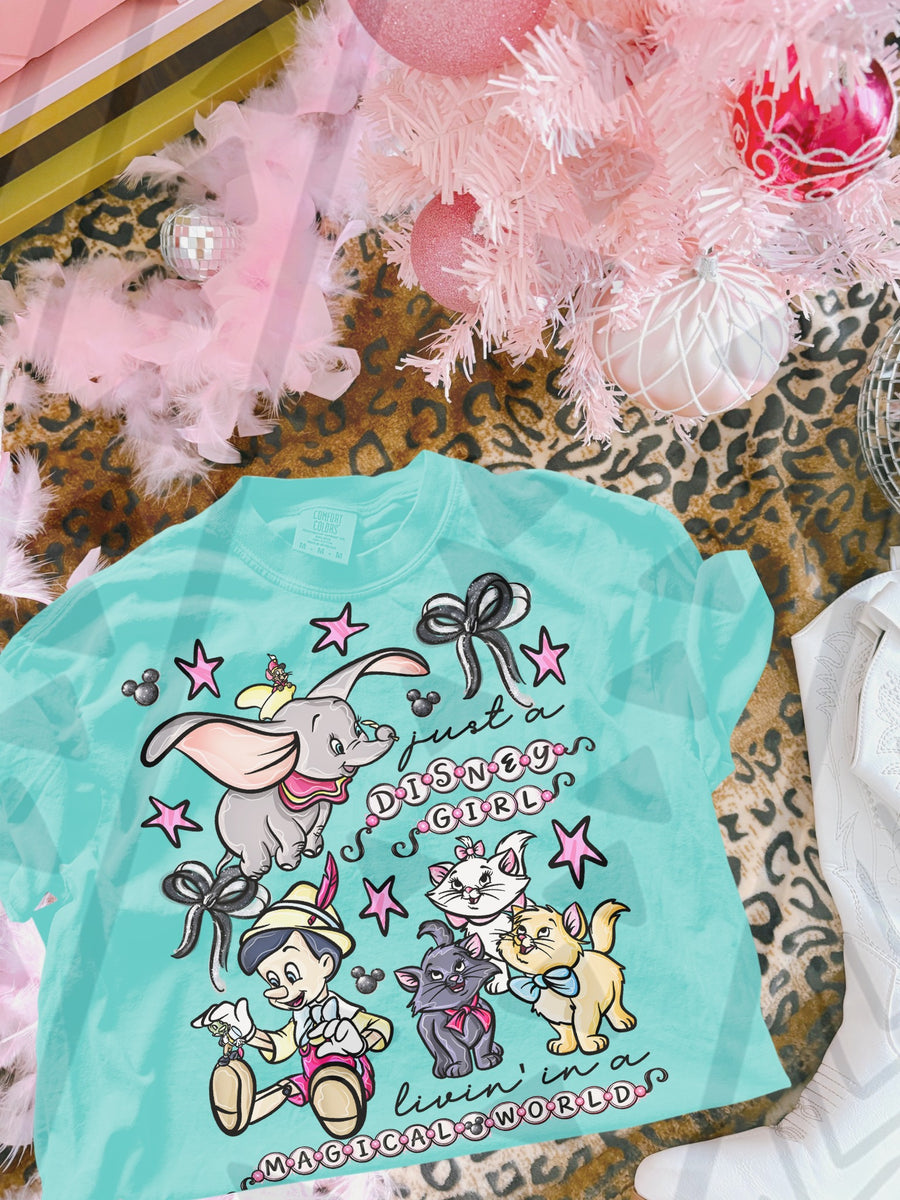 Magical Theme Park Girl Graphic Tee, Cute Cartoon Inspired Shirt, Whimsical Character Style Apparel, Comfort Colors, Youth & Adult Sizing - Pretty Petty Co