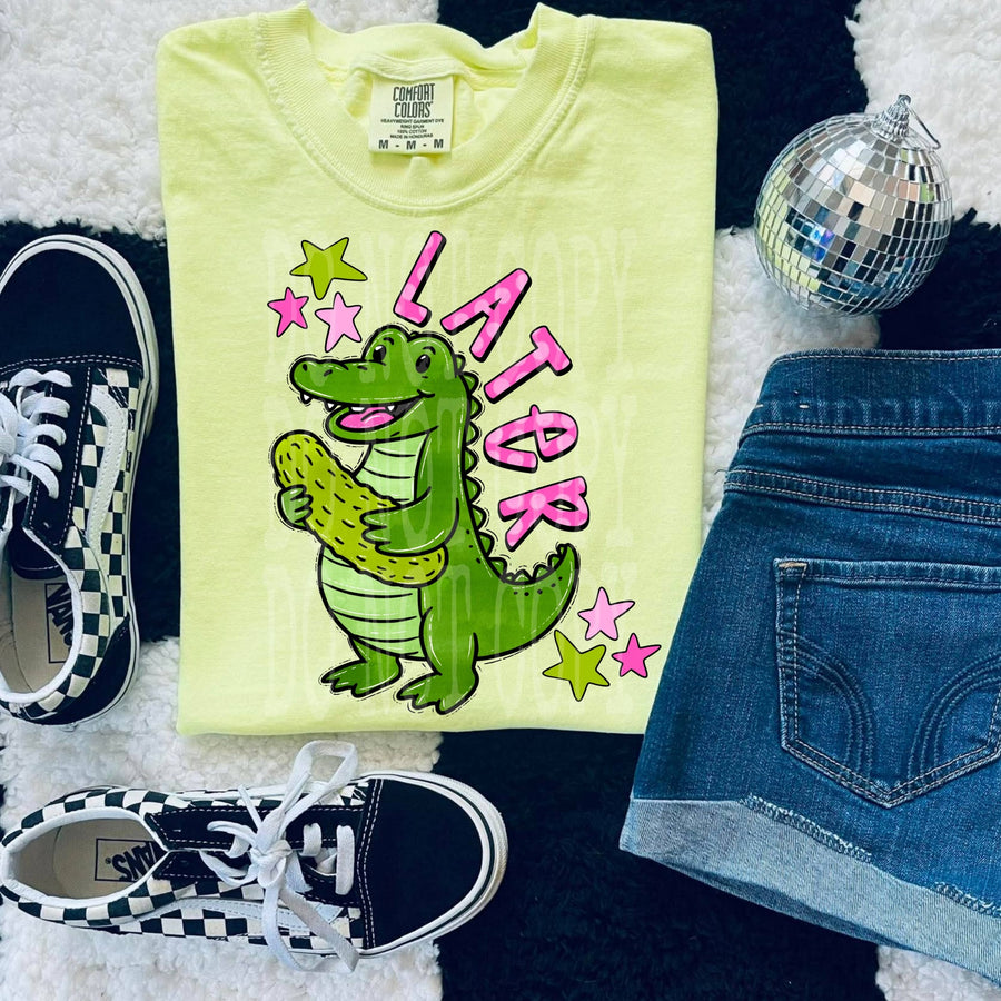 Later Gator Cute Alligator Graphic Tee, Funny Goodbye Shirt, Playful Animal Apparel, Comfort Colors, Youth & Adult Sizing - Pretty Petty Co