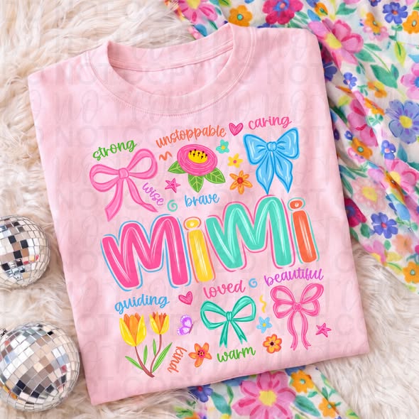 Colorful Mimi Graphic Tee, Bright Rainbow Grandma Shirt, Trendy Mimi Design, Comfort Colors, Women’s Relaxed Fit - Pretty Petty Co