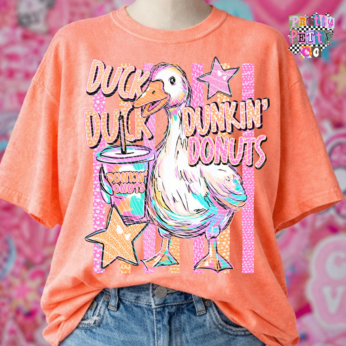Duck Duck Dunkin Tee, Cute but Caffeinated Duck Shirt, Funny Coffee Lover Graphic Tee, Comfort Colors, Unisex Fit - Pretty Petty Co