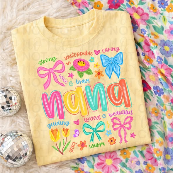 Colorful Nana Graphic Tee, Bright Rainbow Grandma Shirt, Trendy Nana Design, Comfort Colors, Women’s Relaxed Fit - Pretty Petty Co