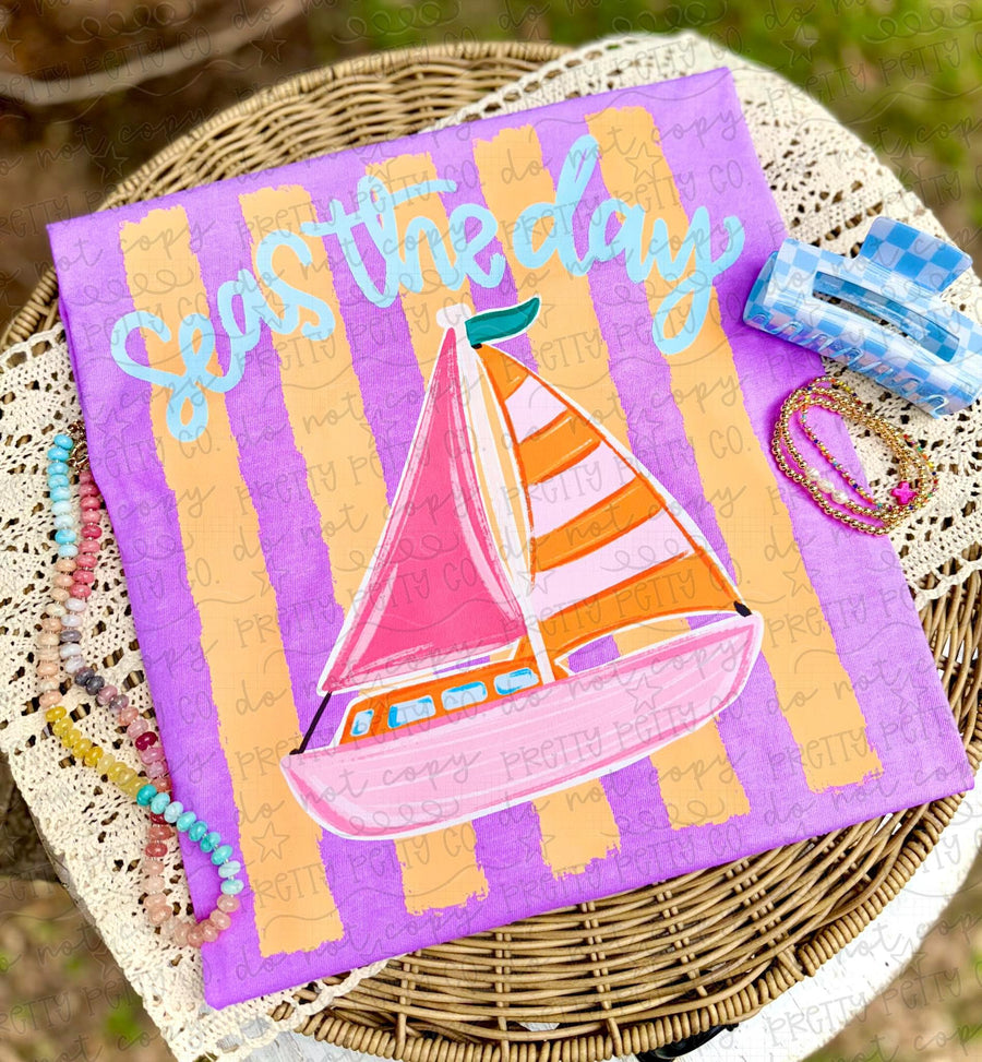 Seas the Day Graphic Tee, Cute Beach Shirt, Coastal Summer Tshirt, Ocean Lover Vacation Tee - Pretty Petty Co