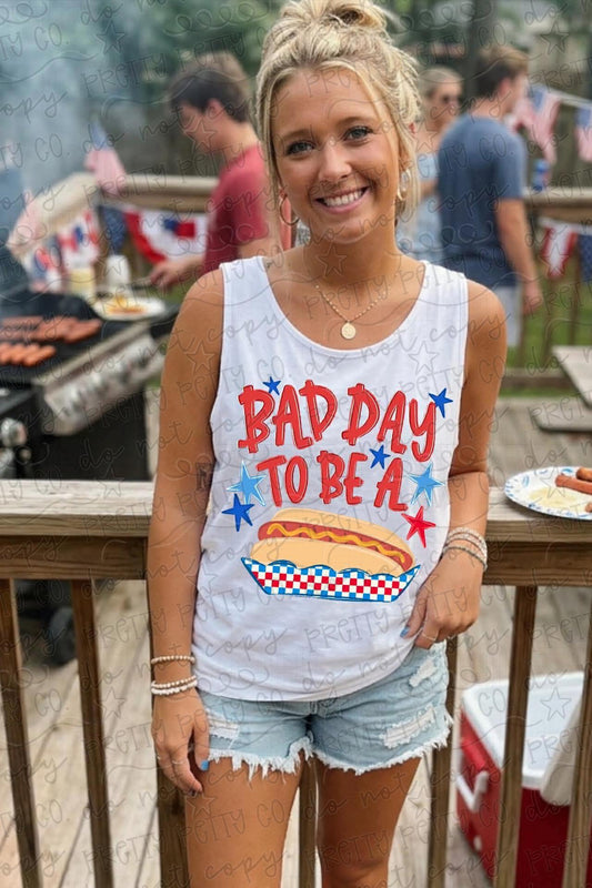 Bad Day to Be a Hot Dog Tank Top, Funny BBQ Meme Tank, Unhinged Summer Humor Graphic Shirt