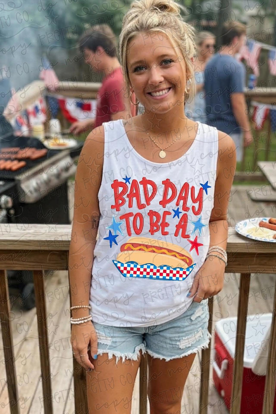 Bad Day to Be a Hot Dog Tank Top, Funny BBQ Meme Tank, Unhinged Summer Humor Graphic Shirt - Pretty Petty Co